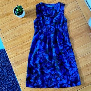 Blue floral silky midi dress by Vera Wang